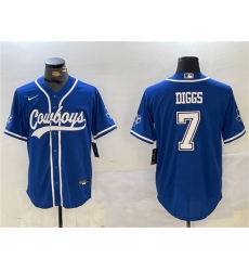 Men's Dallas Cowboys #7 Trevon Diggs Royal With Cool Base Stitched Baseball Jersey