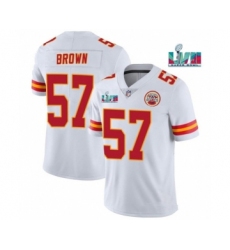 Men’s Kansas City Chiefs #57 Orlando Brown White Super Bowl LVII Patch Vapor Untouchable Limited Stitched Jersey