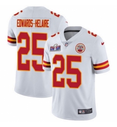 Youth Kansas City Chiefs #25 Clyde Edwards Helaire White 2023 F U S E Vapor Untouchable Limited Stitched 2024 Super Bowl LVIII Jersey