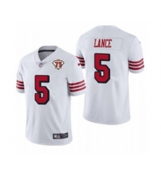 Men's San Francisco 49ers #5 Trey Lance White 2021 75th Anniversary Vapor Untouchable Stitched Limited Jersey