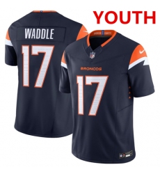 Youth Denver broncos #17 Jaylen Waddle navy 2026 f.u.s.e vapor untouchable limited stitched jersey
