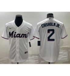 Men's Miami Marlins #2 Jazz Chisholm Jr White Stitched MLB Cool Base Nike Jersey