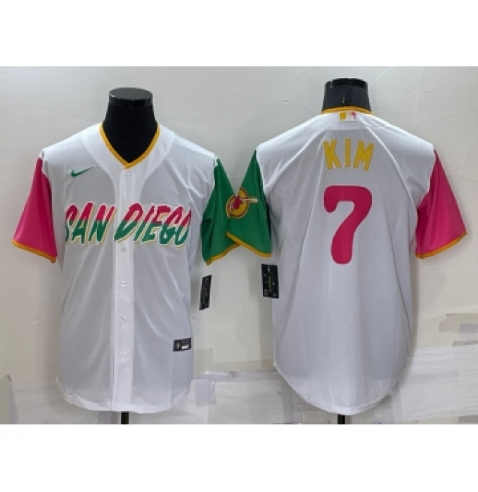 Men's San Diego Padres #7 Ha Seong Kim White 2022 City Connect Cool Base Stitched Jersey