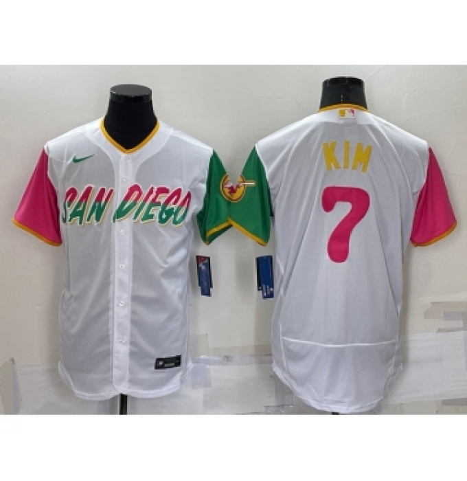 Men's San Diego Padres #7 Ha Seong Kim White 2022 City Connect Flex Base Stitched Jersey