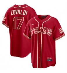 Men's Texas Rangers #17 Nathan Eovaldi Red 2026 City Connect Stadium Stitched Baseball Jersey