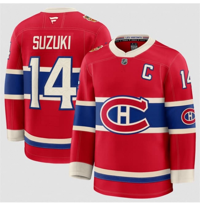 Men's Montreal Canadiens #14 Nick Suzuki Red 2026 Heritage Classic Premium Stitched Jersey
