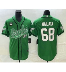 Men's Nike Philadelphia Eagles #68 Jordan Mailata Green C Cool Base Stitched Baseball Jersey