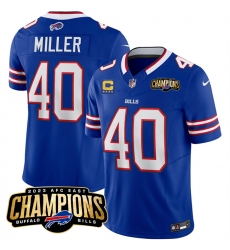 Men's Buffalo Bills #40 Von Miller Blue 2023 F.U.S.E. AFC East Champions With 4-star C Football Stitched Jersey