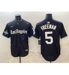 Men's Los Angeles Dodgers #5 Freddie Freeman Black 2025 World Series Champions 'Gothic Edition' Vapor Premier Limited Stitched Baseball Jersey