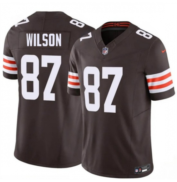 Men's Cleveland Browns #87 Kole Wilson Brown 2026 Draft F.U.S.E. Vapor Limited Football Stitched Jersey