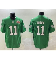 Men's Philadelphia Eagles #11 A.J. Brown Green 2025 Super Bowl LIX F.U.S.E. Throwback Vapor Untouchable Limited Stitched Football Jersey