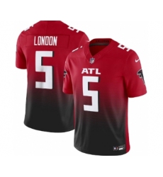 Men's Nike Atlanta Falcons #5 Drake London Red Black 2023 F.U.S.E. Vapor Untouchable Limited Football Stitched Jersey
