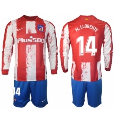 Men 2021-2022 Club Atletico Madrid home red Long Sleeve 14 Soccer Jersey