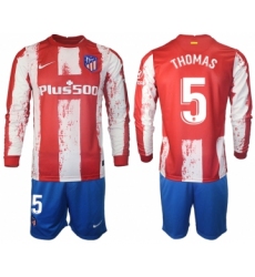 Men 2021-2022 Club Atletico Madrid home red Long Sleeve 5 Soccer Jersey