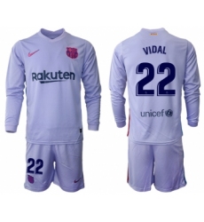 Men 2021-2022 Club Barcelona Second away purple Long Sleeve 22 Soccer Jersey