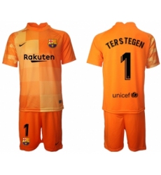 Men 2021-2022 Club Barcelona orange red goalkeeper 1 Soccer Jersey