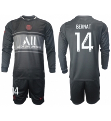 Men 2021-2022 Club Paris St German Second away black Long Sleeve 14 Soccer Jersey