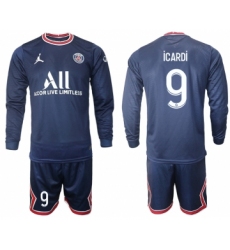 Men 2021-2022 Club Paris St German home blue Long Sleeve 9 Soccer Jersey