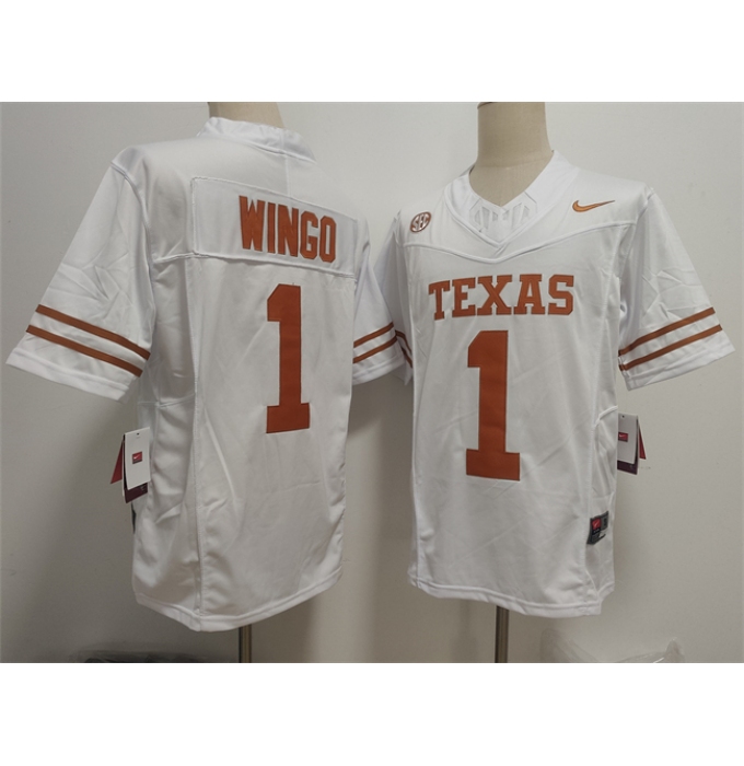 Men's Texas Longhorns #1 Ryan Wingo White 2026 F.U.S.E. Stitched Jersey