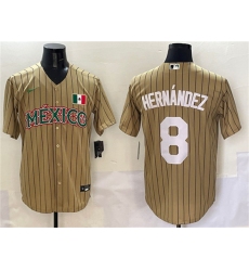 Men's Mexico Baseball #8 Enrique Hernandez Tan 2023 World Baseball Classic Stitched Jersey