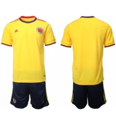 Men's Colombia Blank Yellow Home Soccer Jersey Suit