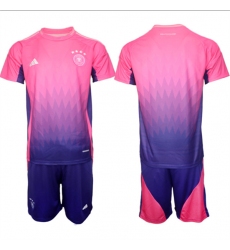 Men's Germany Custom Pink Purple 2024-25 Away Soccer Jersey Suit