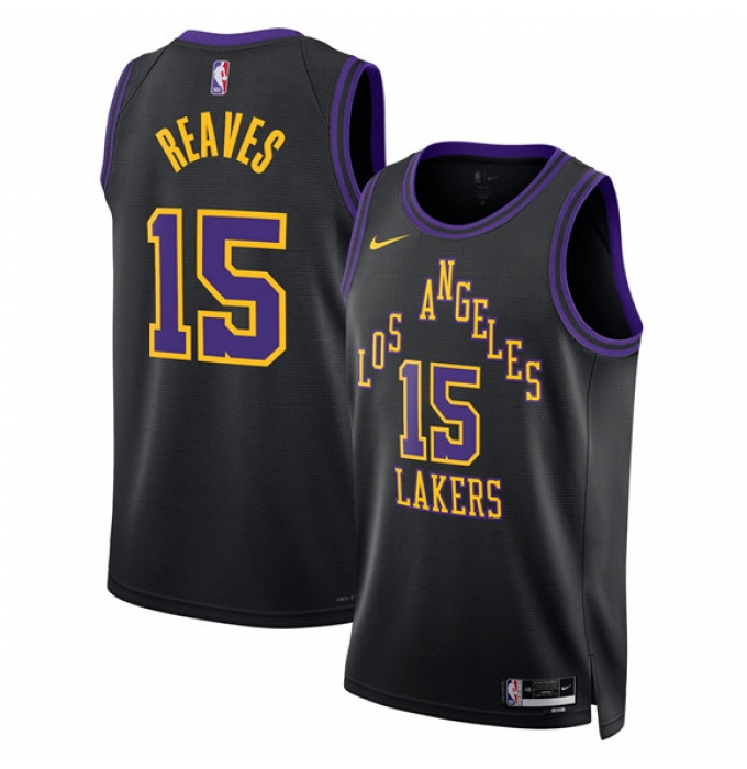 Men's Los Angeles Lakers #15 Austin Reaves Black 2025-26 City Edition Stitched Basketball Jersey