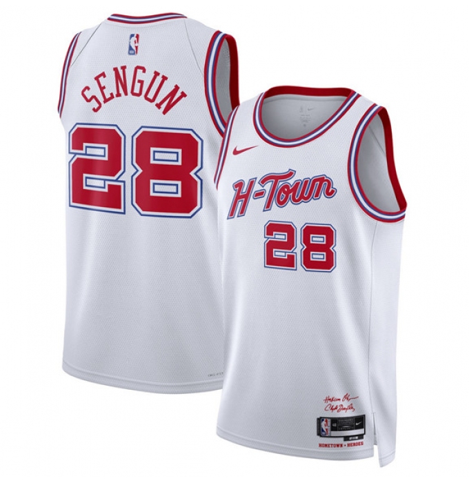 Men's Houston Rockets #28 Alperen Sengun White 2025-26 City Edition Stitched Jersey