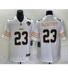 Men's Nike San Francisco 49ers #23 Christian McCaffrey White 75th Golden Edition Stitched Limited Jersey