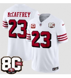 Men's San Francisco 49ers #23 Christian McCaffrey New White 2026 F.U.S.E. With 80th Anniversary & 3-Star C Vapor Untouchable Limited Football Stitched Jers