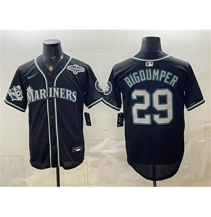 Men's Seattle Mariners #29 Big Dumper 50th Anniversary Black Out Style Vapor Premier Limited Stitched Baseball Jersey