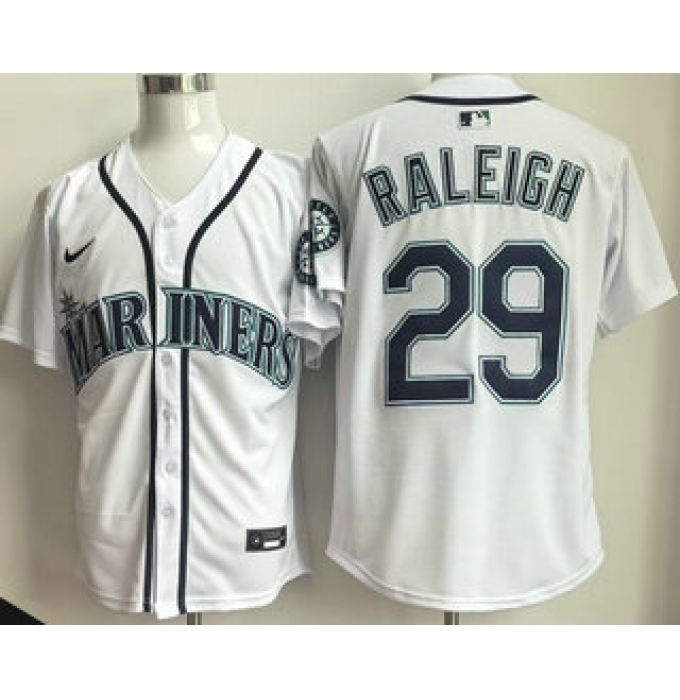 Men's Seattle Mariners #29 Cal Raleigh White Limited Jersey