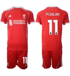 Men's Liverpool #11 Mohamed Salah 2025 Red Home Soccer Jersey Suit