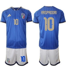Men's Italy #10 RASPADORI National Team FIFA x World Cup 2026 Home Blue On Field Jerseys