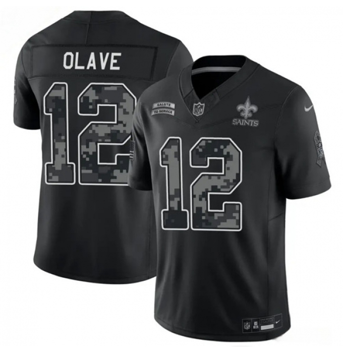 Men's New Orleans Saints #12 Chris Olave Black F.U.S.E. 2026 Salute to Service Limited Football Stitched Jersey