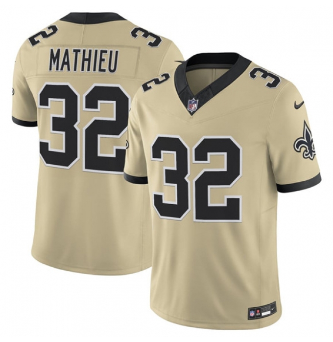 Men's New Orleans Saints #32 Tyrann Mathieu Gold 2025 F.U.S.E. Alternate Vapor Limited Football Stitched Jersey