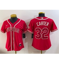 Women's Texas Rangers #32 Evan Carter Red 2026 City Connect Stadium Stitched Baseball Jersey(Run Small)