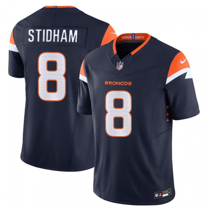 Men's Denver Broncos #8 Jarrett Stidham Navy 2025 F.U.S.E. Vapor Limited Football Stitched Jersey