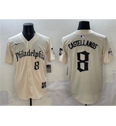Men's Philadelphia Phillies #8 Nick Castellanos Cream Gothic Vapor Limited Stitched Jersey