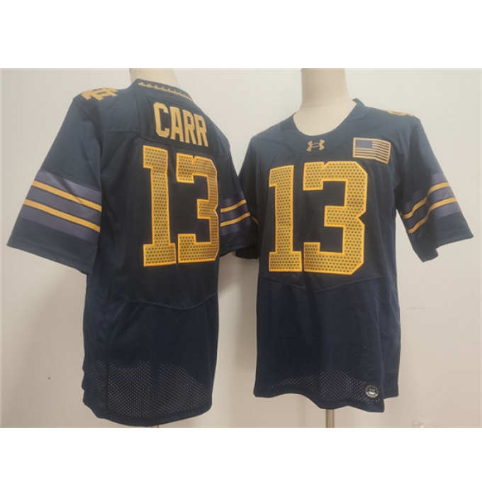Men's Notre Dame Fighting Irish #13 CJ Carr Navy 2026 Shamrock Series Stitched Jersey
