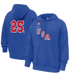 Men's US Hockey #25 Charlie McAvoy Royal 2026 Name & Number Hoodie