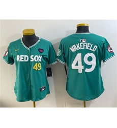 Youth Boston Red Sox #49 Tim Wakefield Memorial Green 2025 City Connect Limited Stitched Baseball Jersey