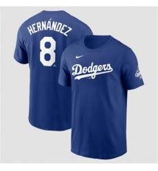 Men's Los Angeles Dodgers #8 Enrique Hernández Royal 2025 World Series Champions Name & Number T-Shirt