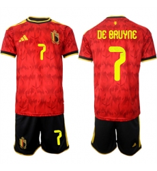Men's Belgium #7 DE BAUYNE National Team FIFA x World Cup 2026 Home Red On Field Jersey