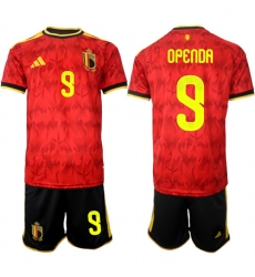 Men's Belgium #9 OPENDA National Team FIFA x World Cup 2026 Home Red On Field Jersey