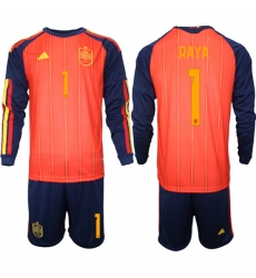 Men's Spain #1 RAYA National Team FIFA x World Cup 2026 Long Sleeve Home Red On Field Jerseys
