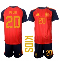 Youth Spain #20 PEDRI National Team FIFA x World Cup 2026 Home Red On Field Kids Jerseys