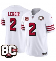 Men's San Francisco 49ers #2 Deommodore Lenoir New White 2026 F.U.S.E. With 80th Anniversary & 2-Star C Vapor Untouchable Limited Stitched Football Jersey