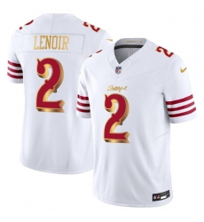 Men's San Francisco 49ers #2 Deommodore Lenoir White Gold 2025 F.U.S.E. “Rivalries” Vapor Limited Football Stitched Jersey