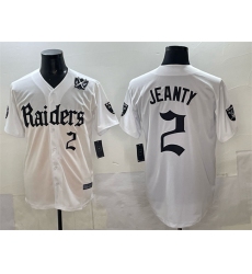 Men's Las Vegas Raiders #2 Ashton Jeanty White 'Gothic Sin City Shadows Edition' With 65th Anniversary Vapor Limited Stitched Baseball Jersey